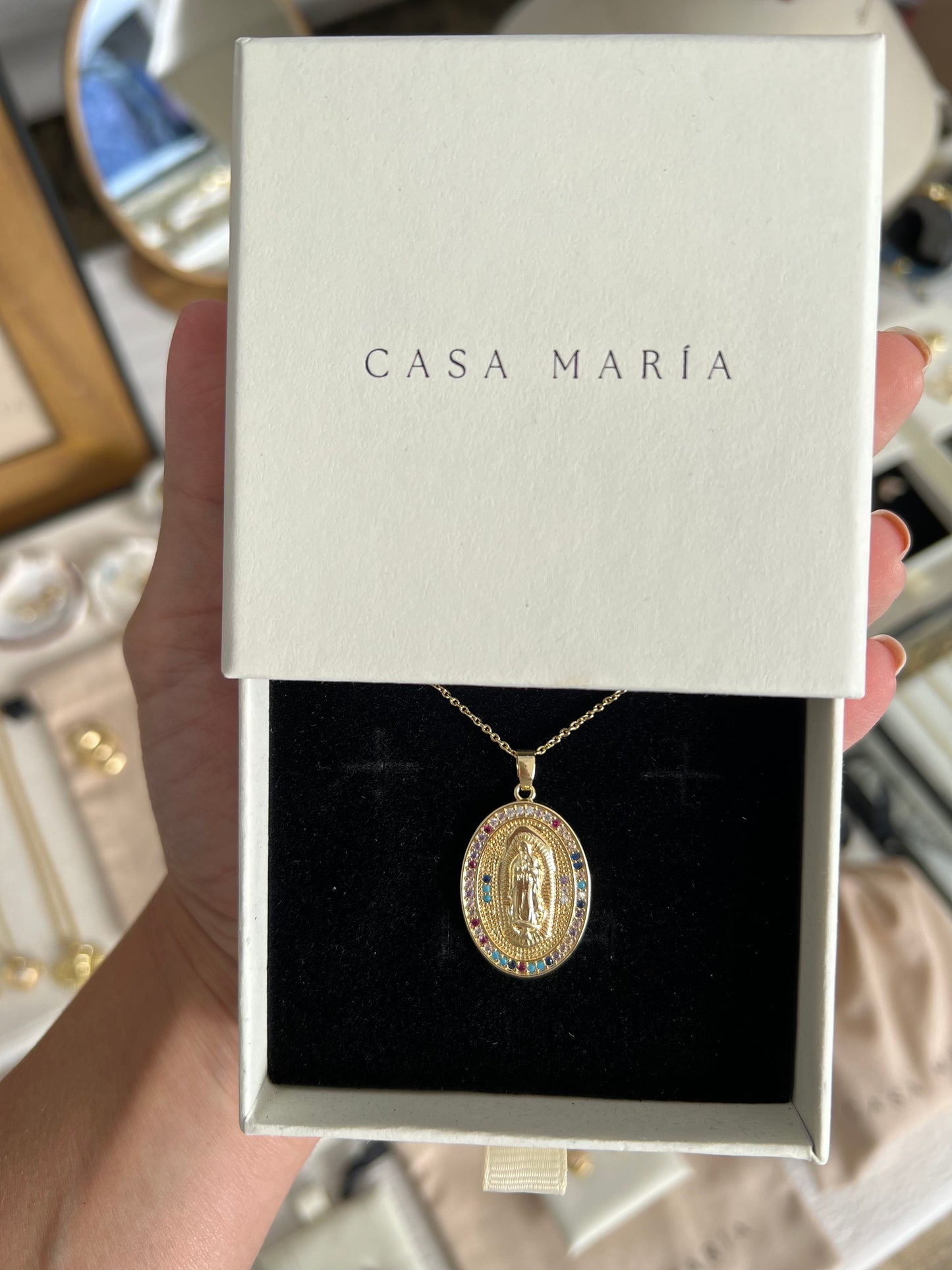 Large Colourful Holy Image Cubic Zirconia Necklace