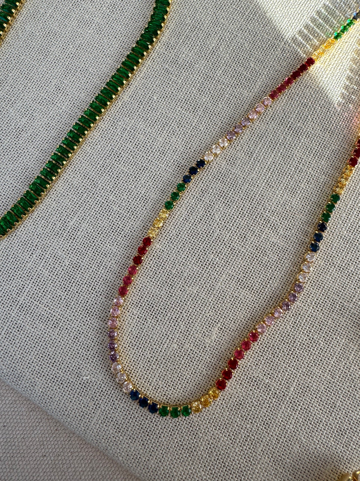 Colourful Cz Tennis Necklace