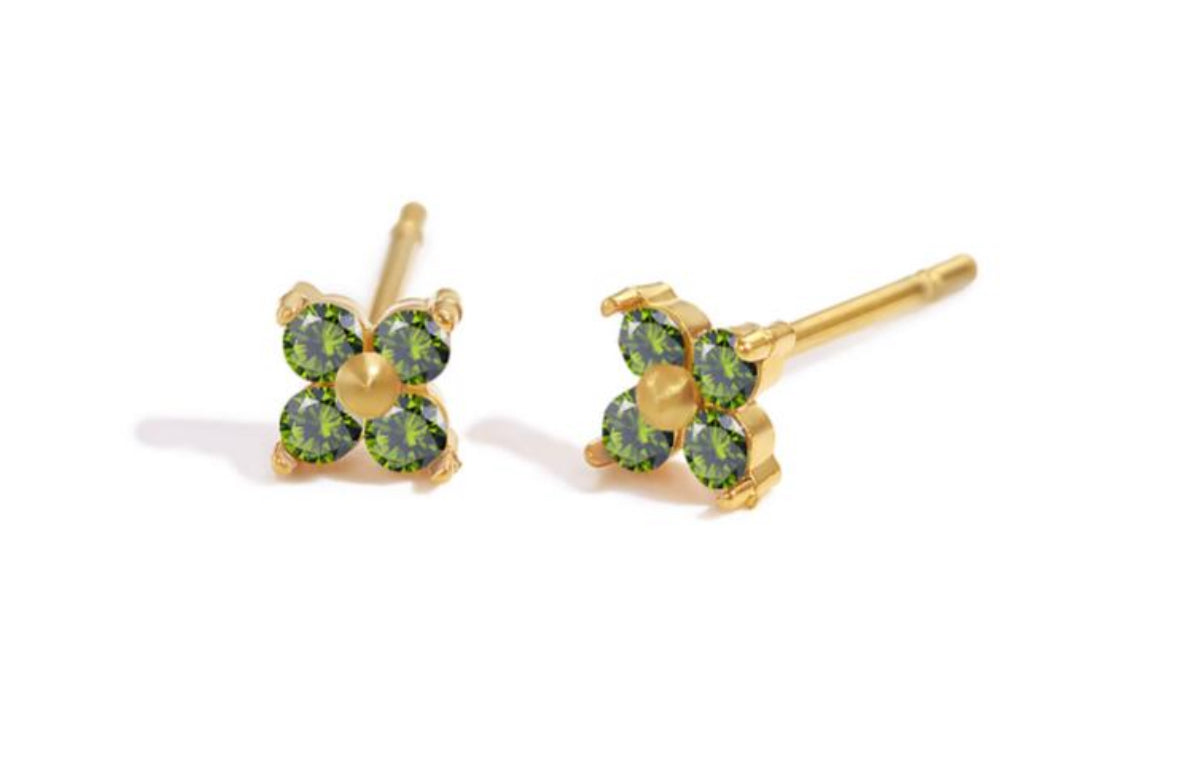 Flower Colour Zirconia Studs
