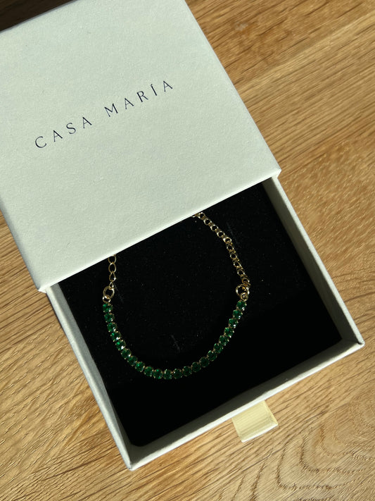Green Emerald Cz Tennis Bracelet