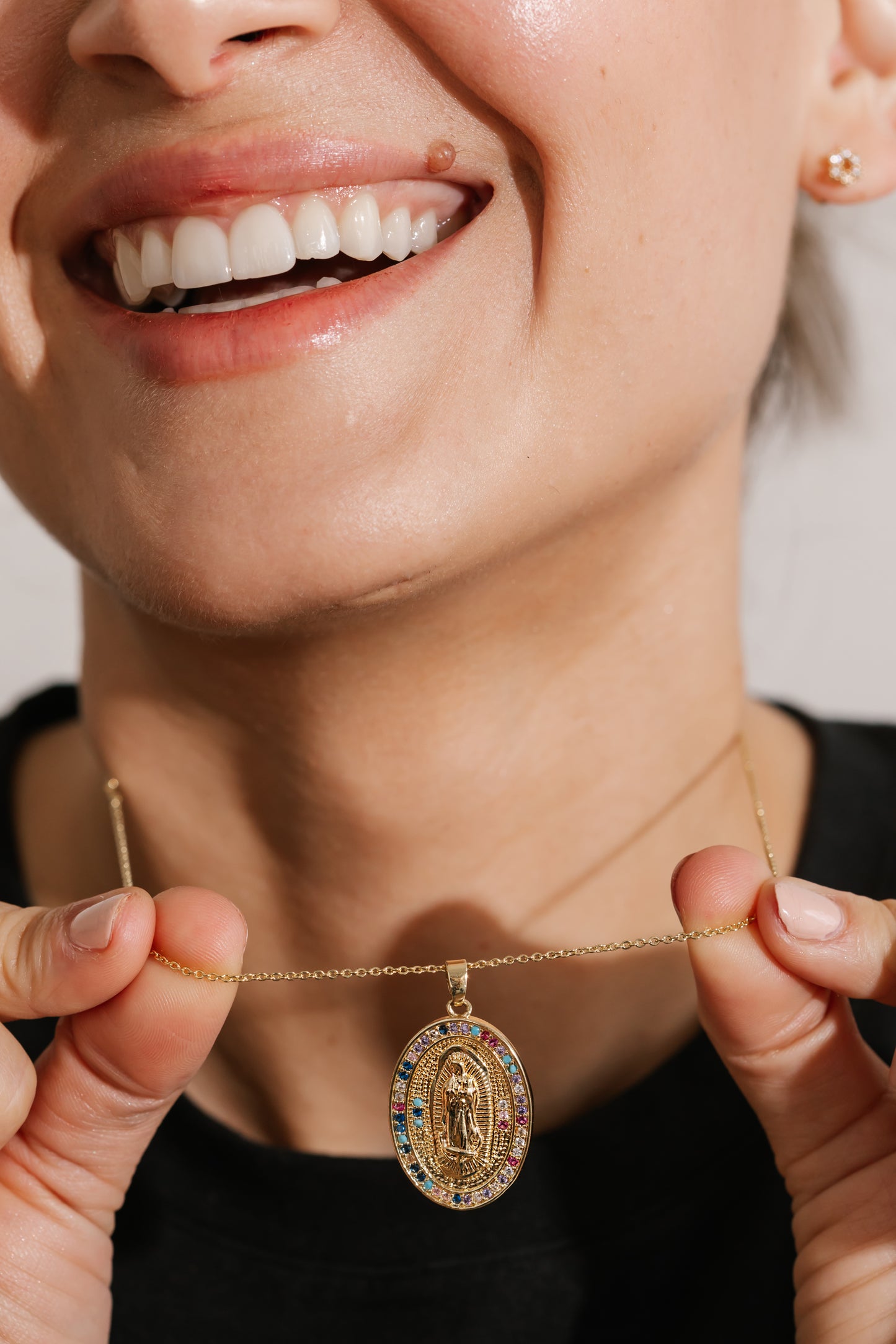 Large Colourful Holy Image Cubic Zirconia Necklace