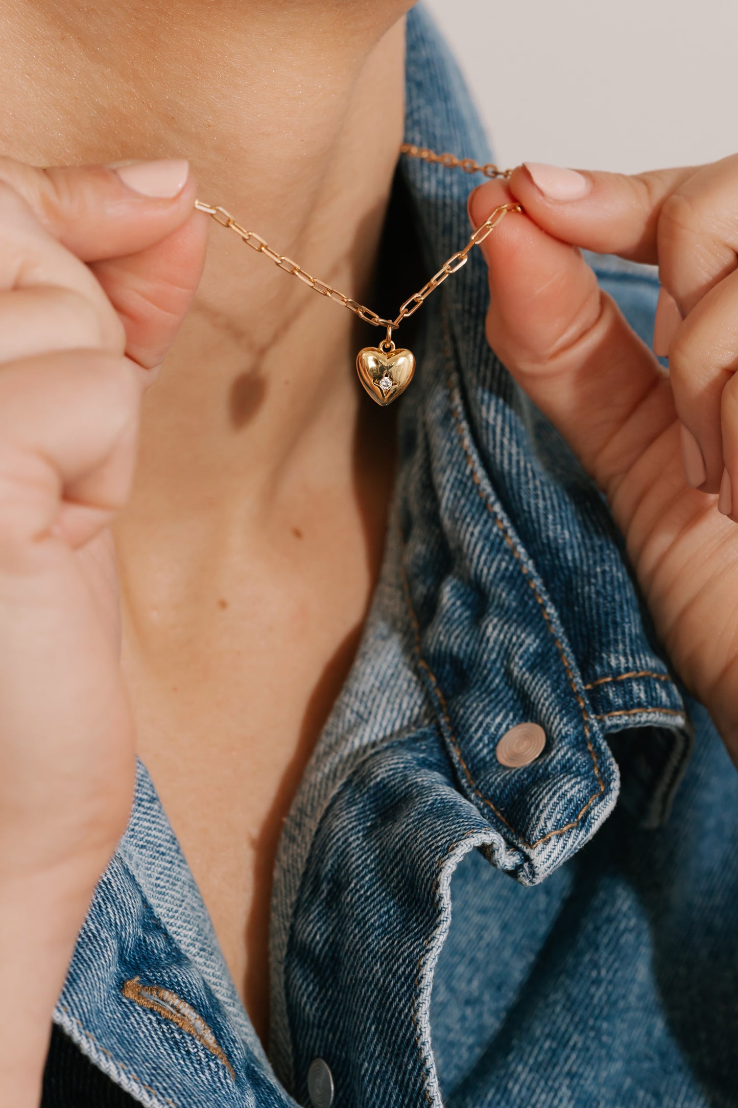 Gold Heart Cubic Zirconia Necklace