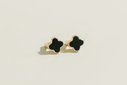 Gold Clove Earrings - Black
