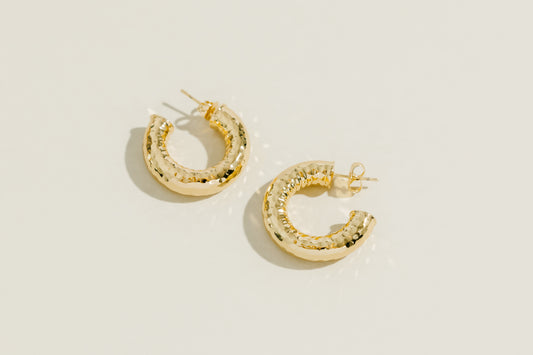 Hammered Bold Gold Hoops
