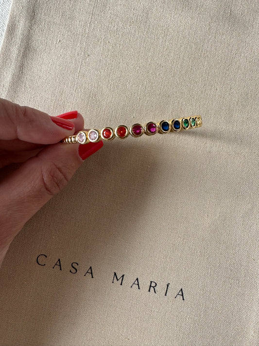 Colourful Cz Open Bangle