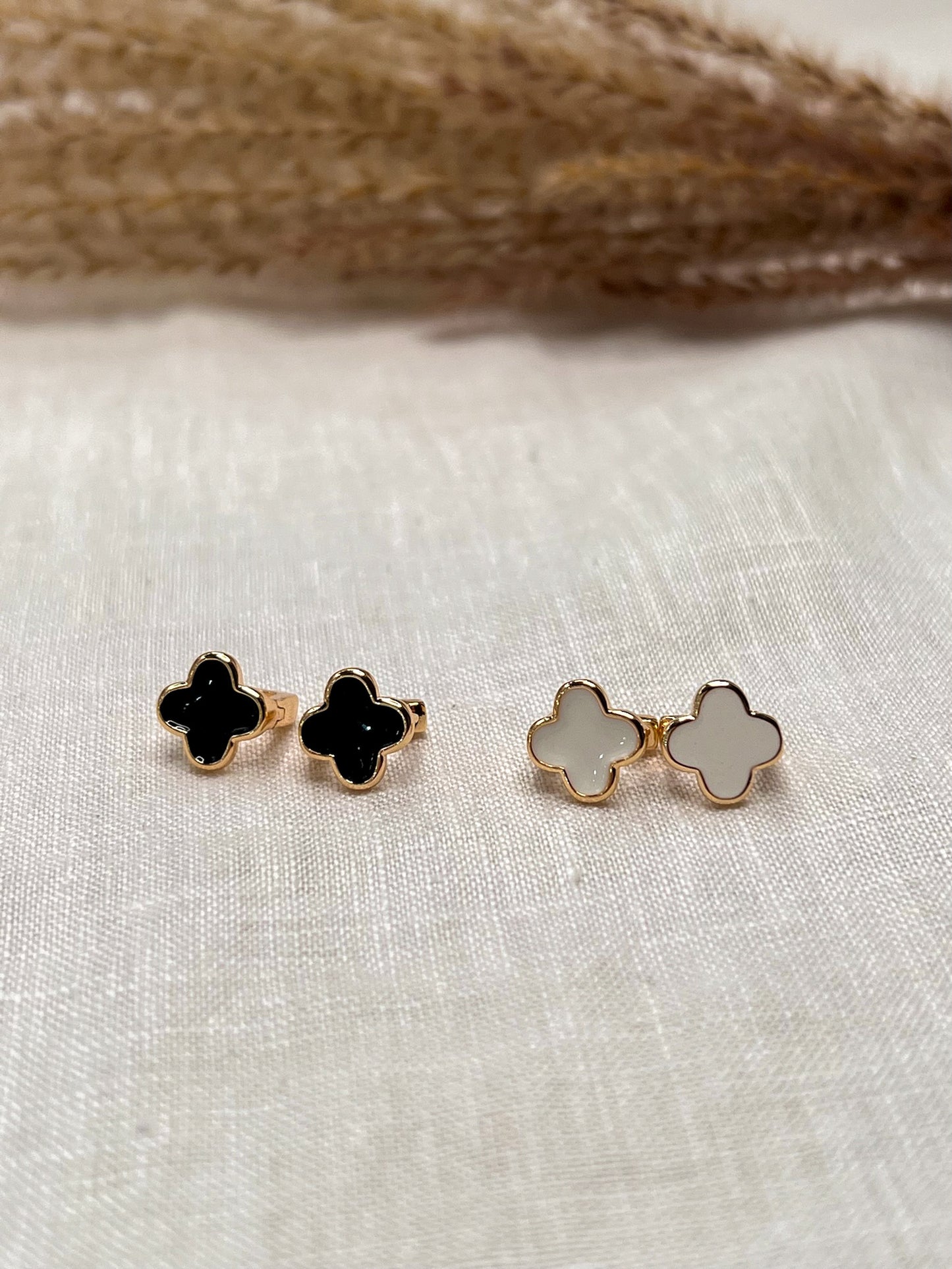 Gold Clove Earrings - Black