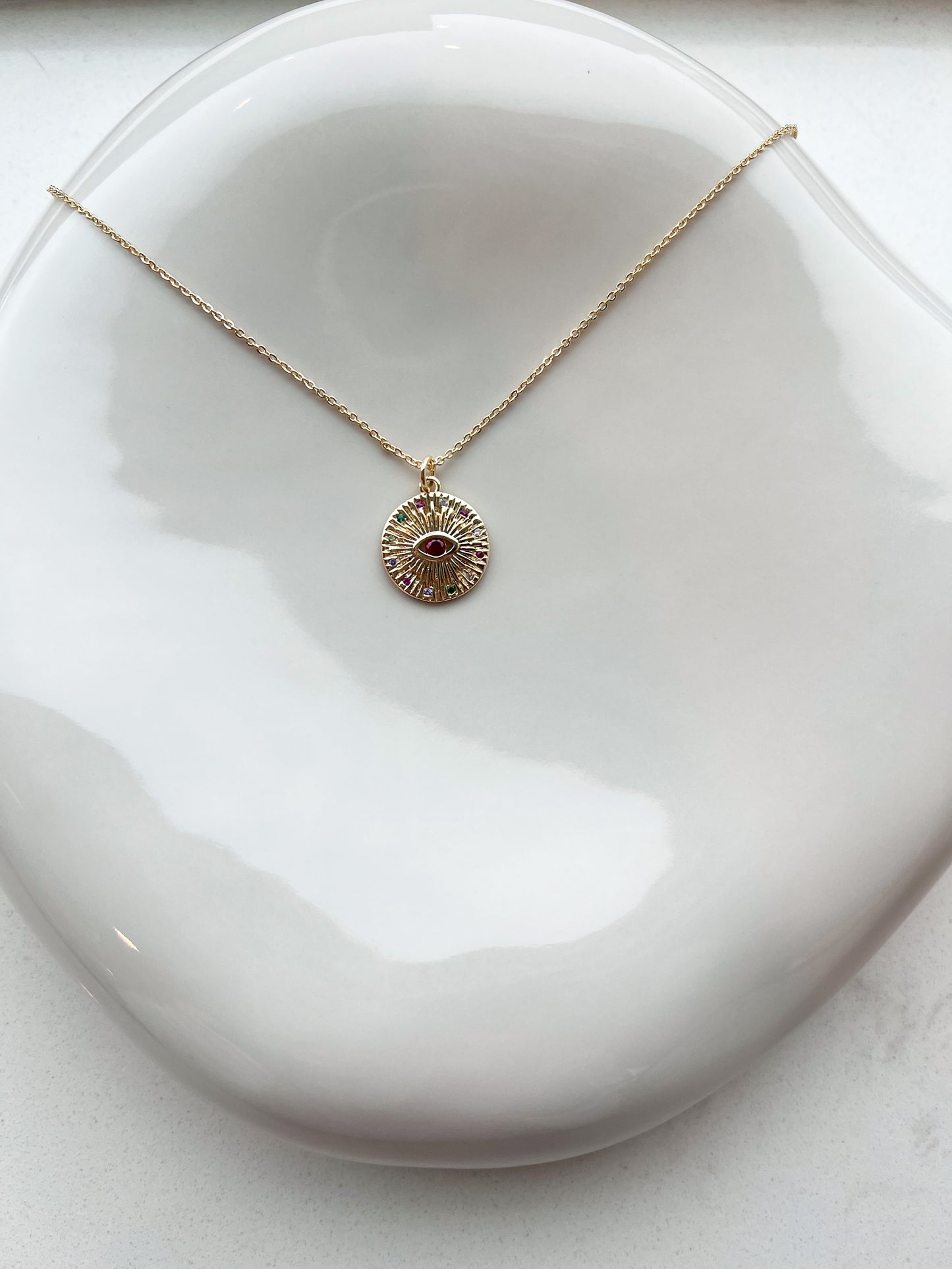 Colourful Gemstones Eye Necklace - Small