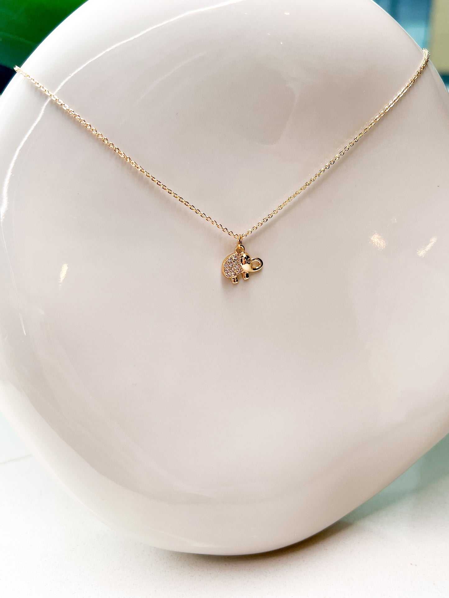 Small Elephant Cubic Zirconia Necklace