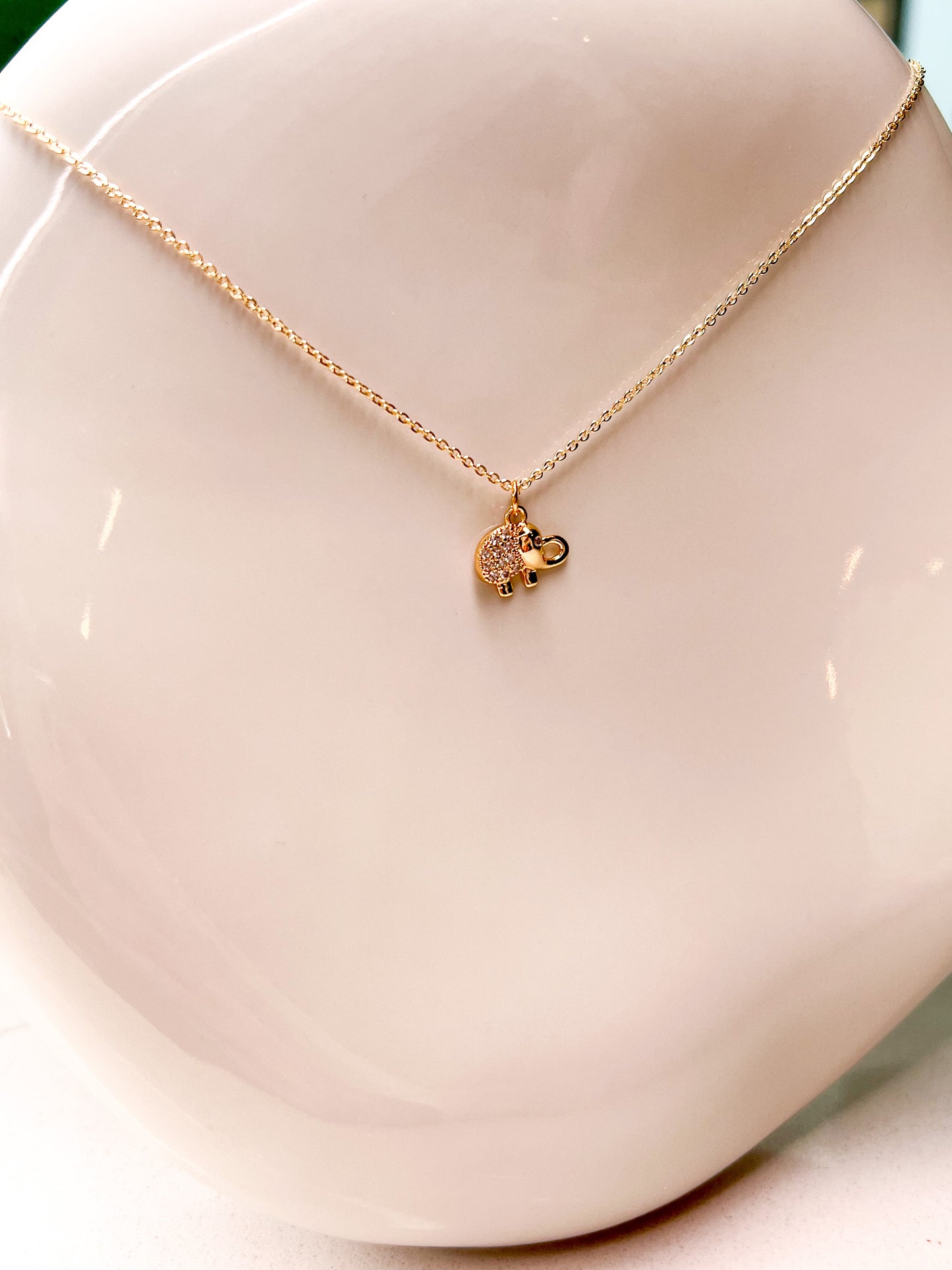 Small Elephant Cubic Zirconia Necklace