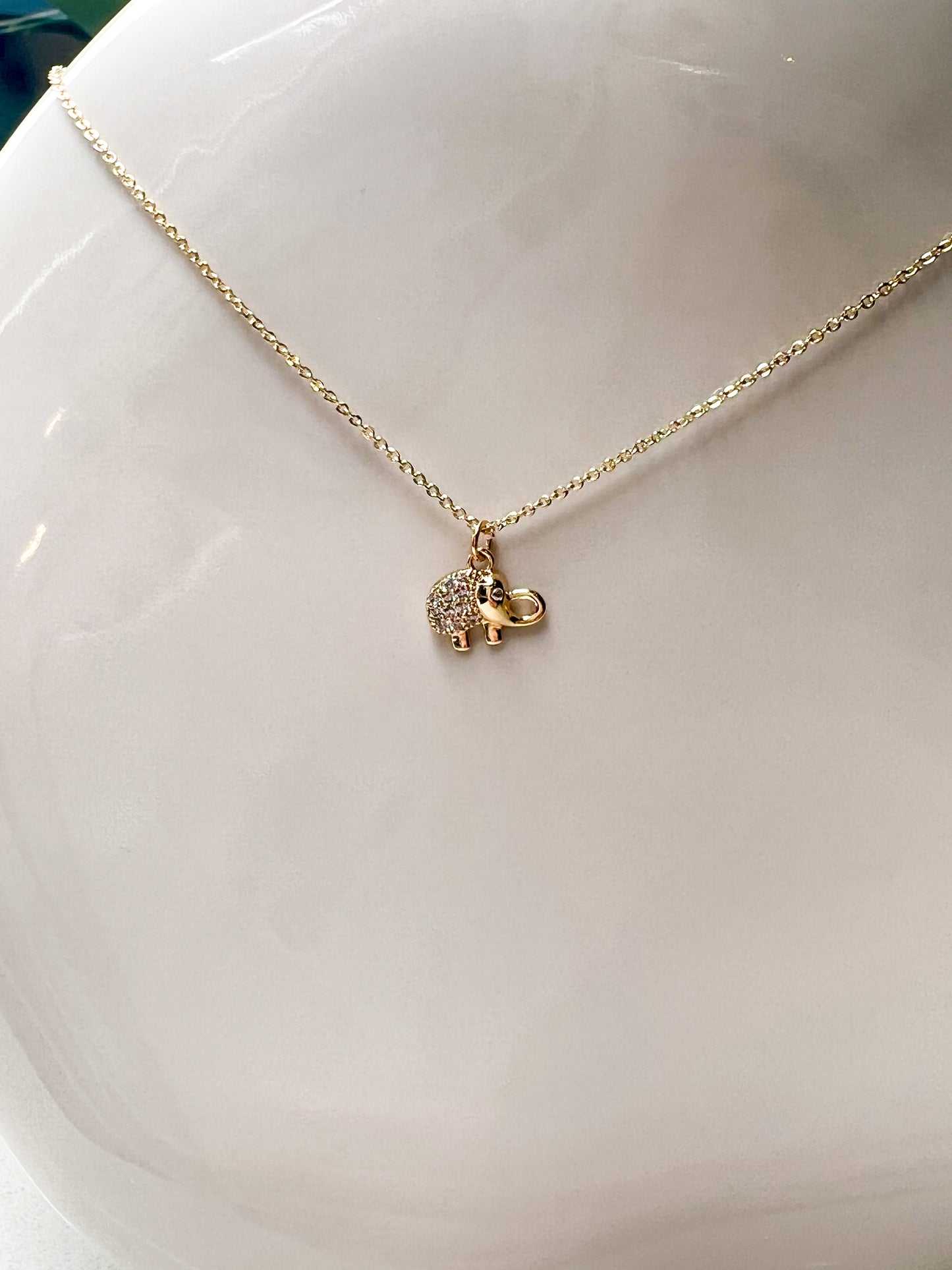 Small Elephant Cubic Zirconia Necklace