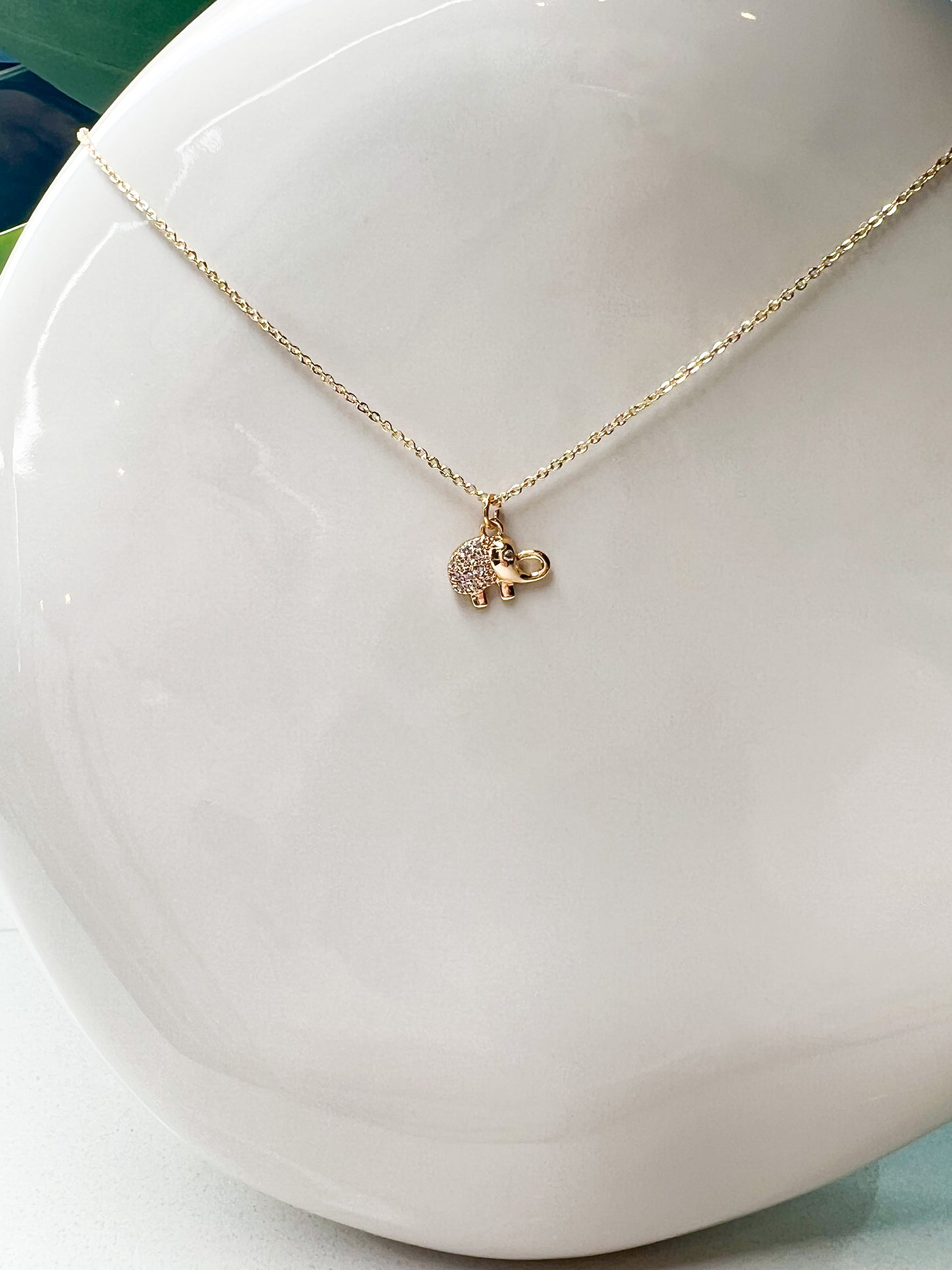 Small Elephant Cubic Zirconia Necklace