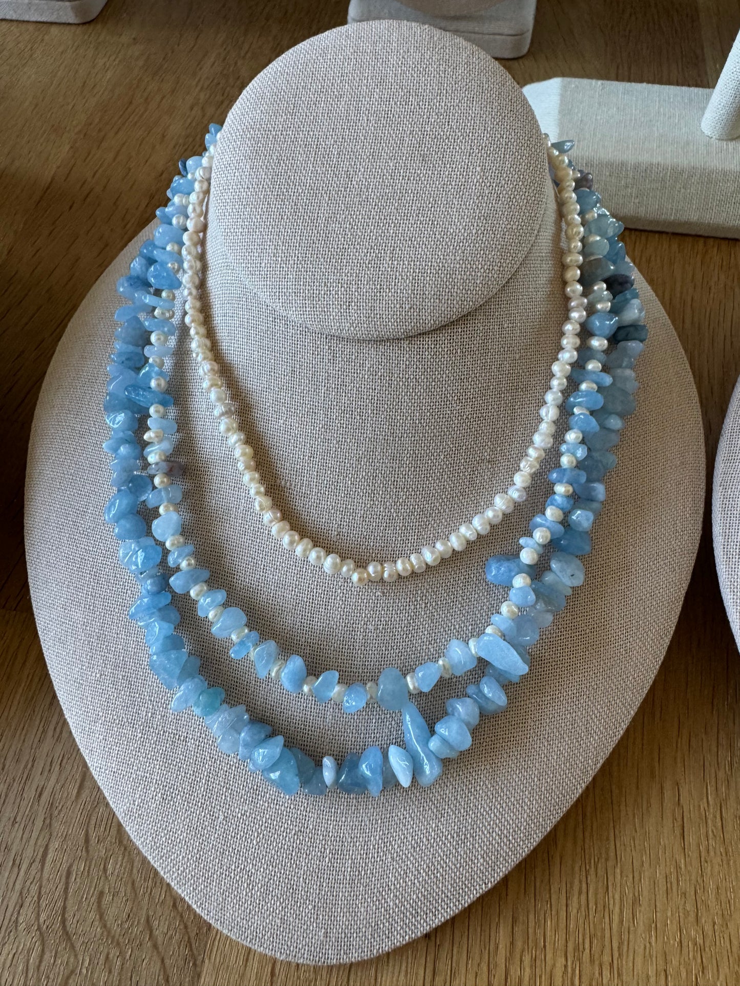 Handknotted Pearl & Stone Necklace