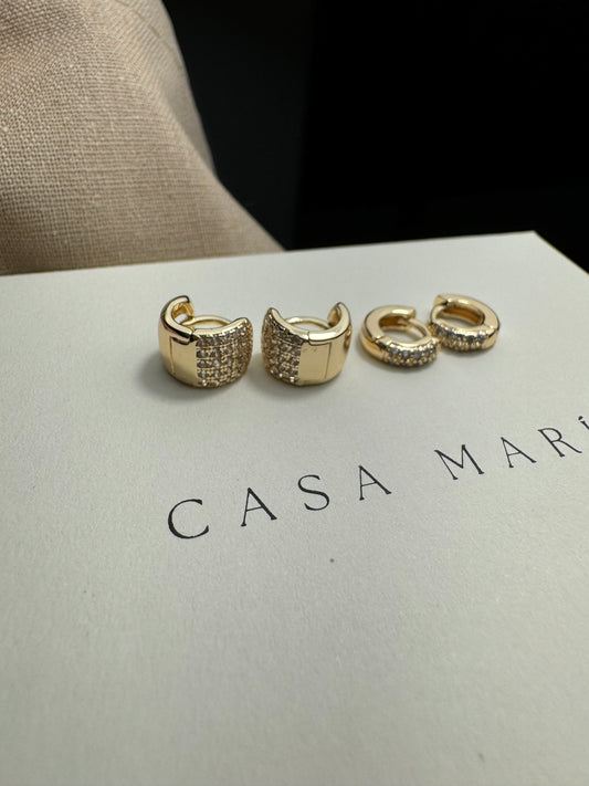 Bold Zirconia Huggie Earrings