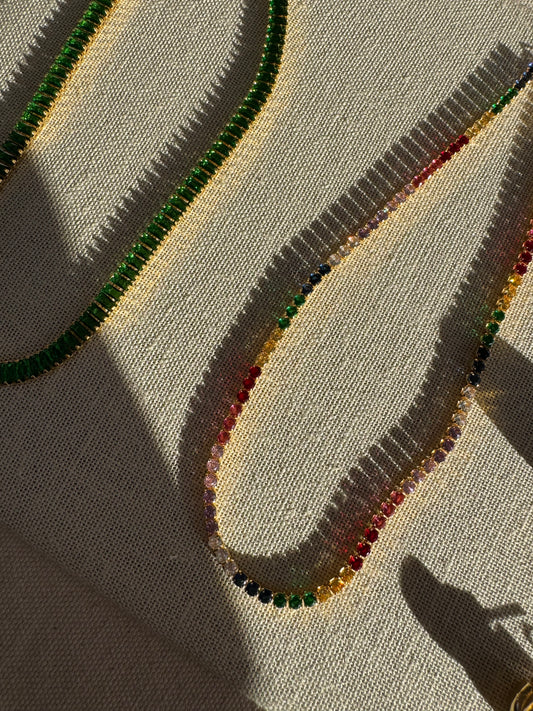 Colourful Cz Tennis Necklace 