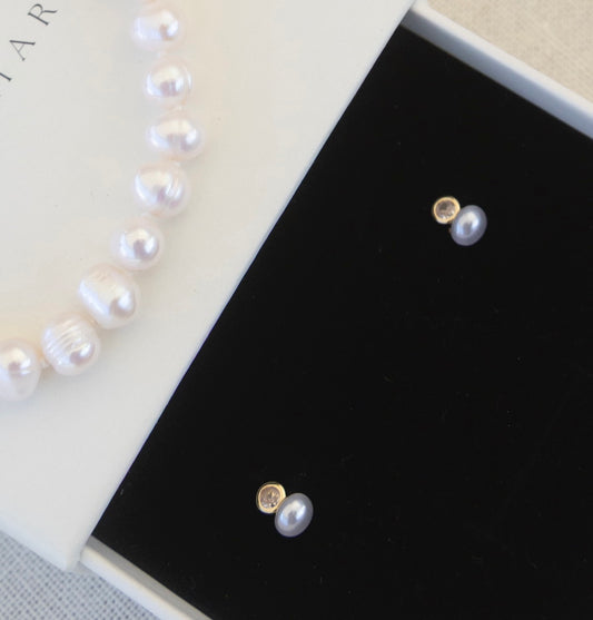Pearl + Zirconia Studs