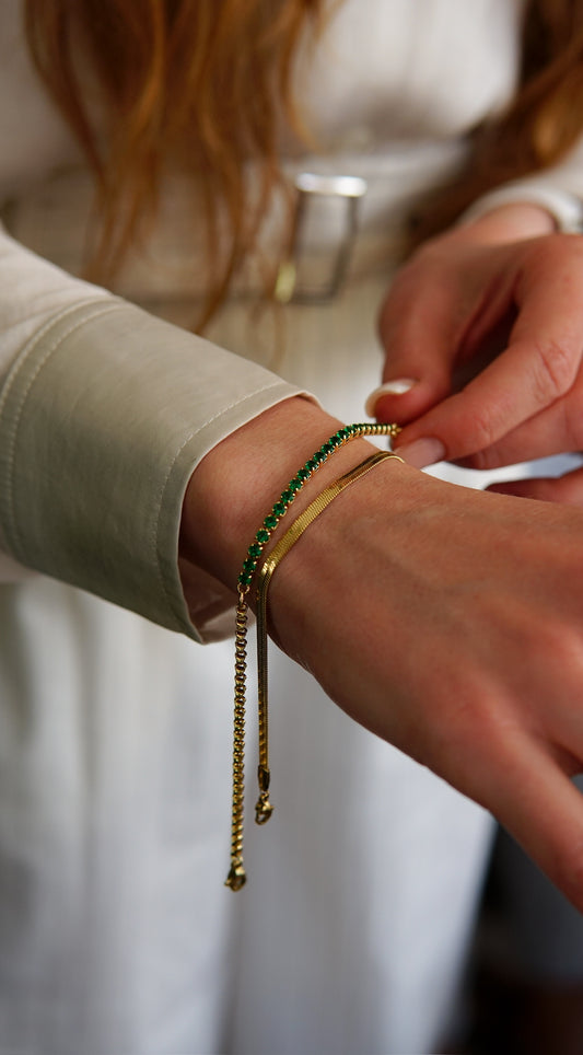 Green Emerald Cz Tennis Bracelet