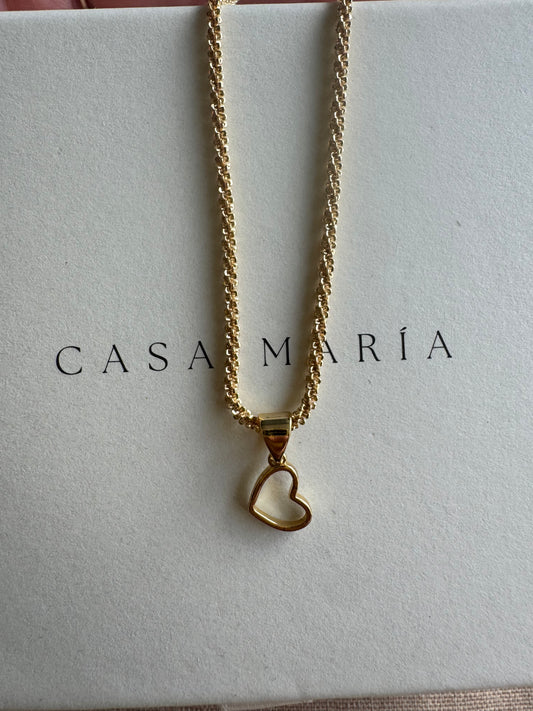 Serpentine Chain + Hollow Heart Charm