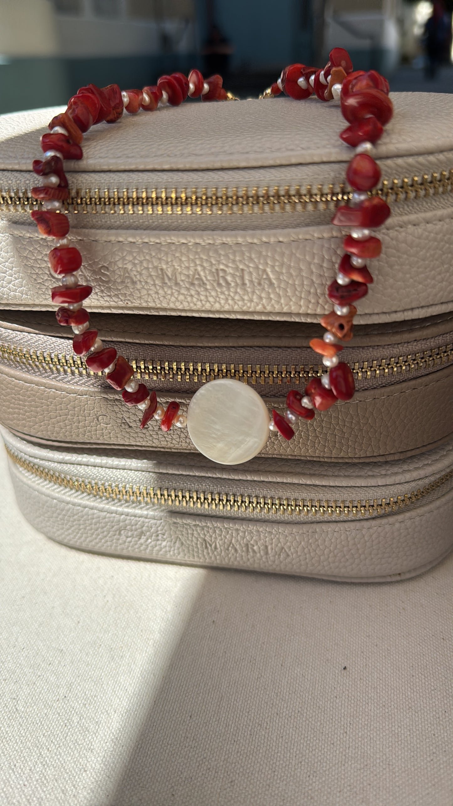 Handknotted Pearl & Stone Necklace