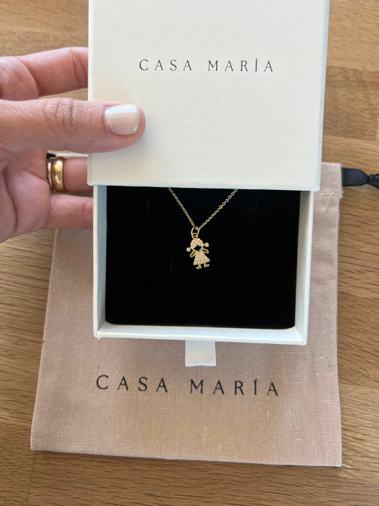 Mother's Necklace with Cubic Zirconia Children Charms