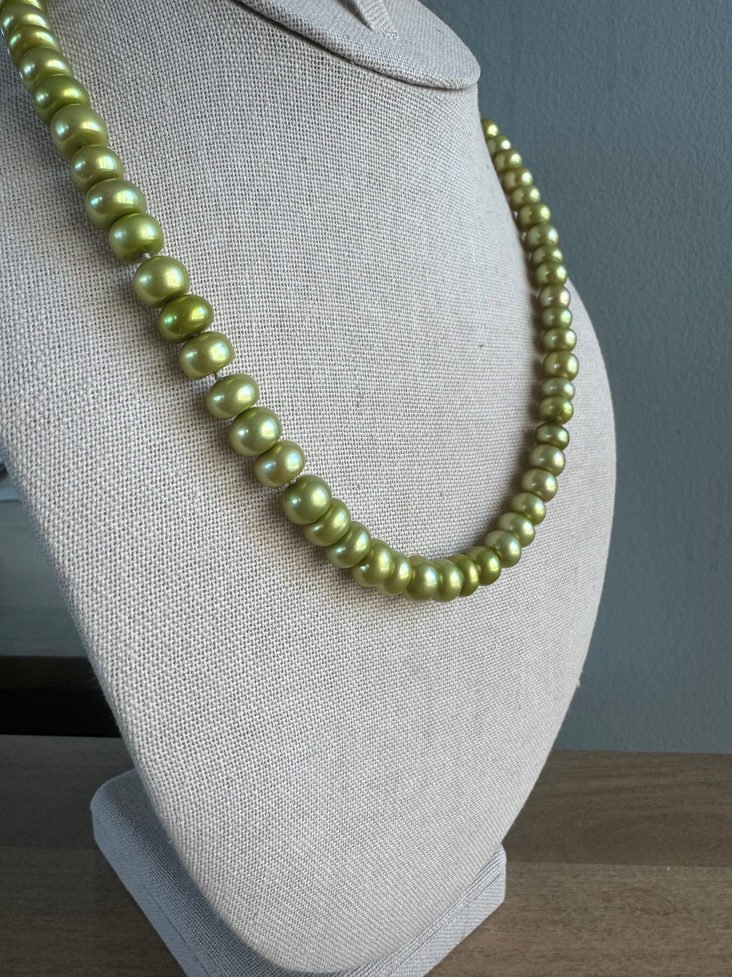 Handknotted Green Freshwater Pearl Necklace
