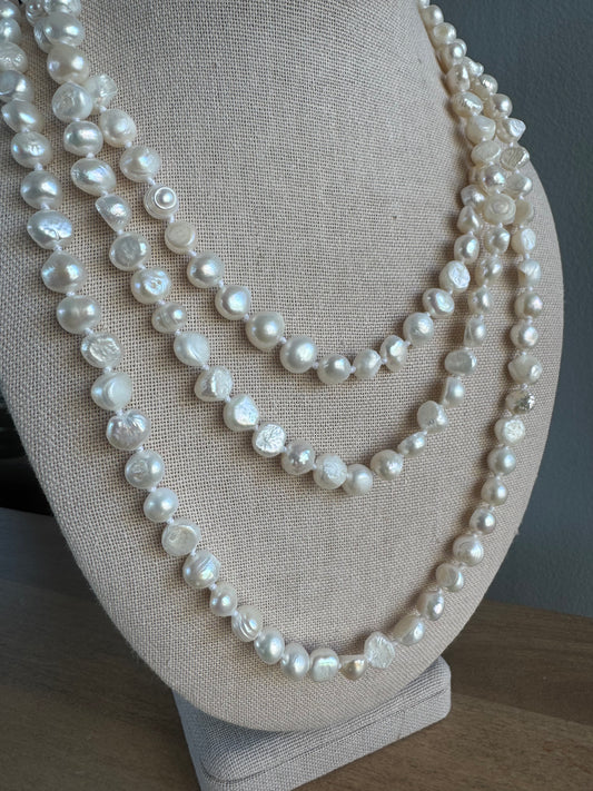 Handknotted Eternity Fresh Water Pearl Necklace
