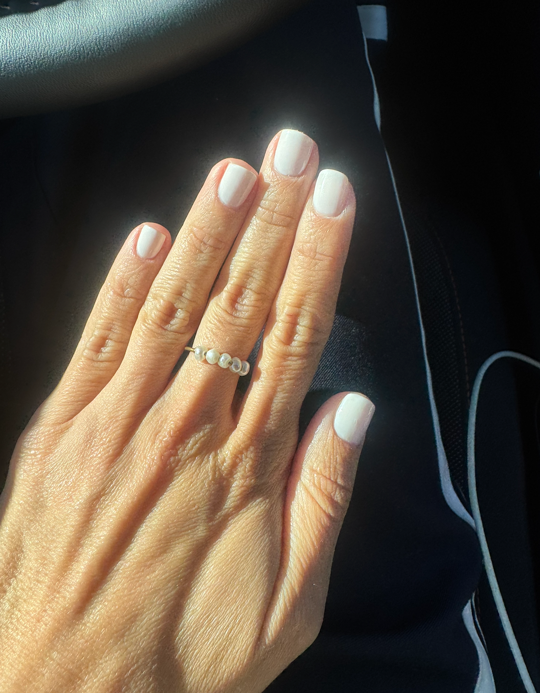 Freshwater Pearl Ring worn on hand, lifestyle photo