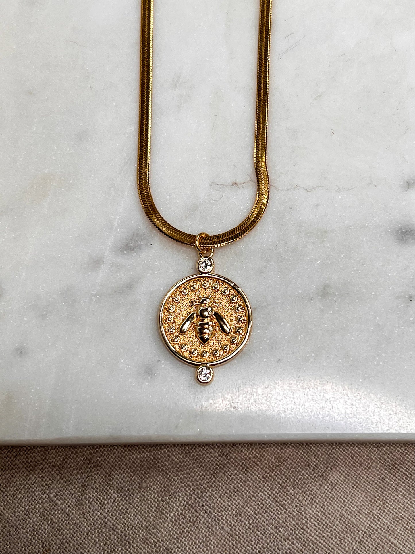 Round Gold Bee Charm