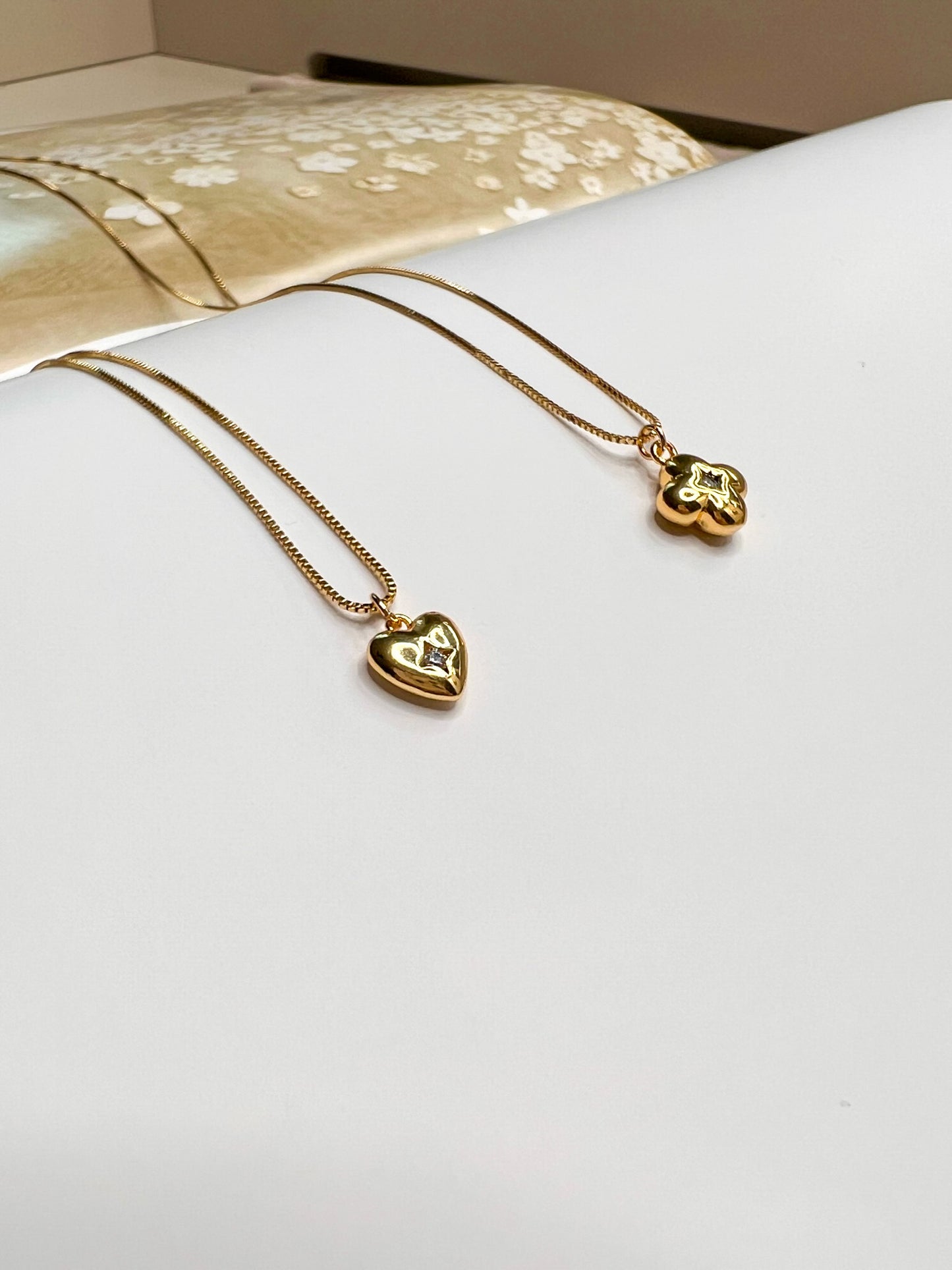 Gold Clove Cubic Zirconia Necklace